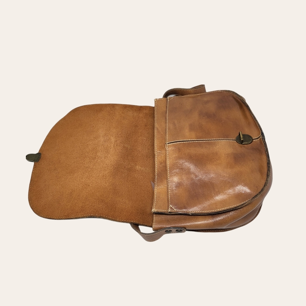 Patricia Nash Brown Leather Map-Print Shoulder Bag - Picture 8 of 15
